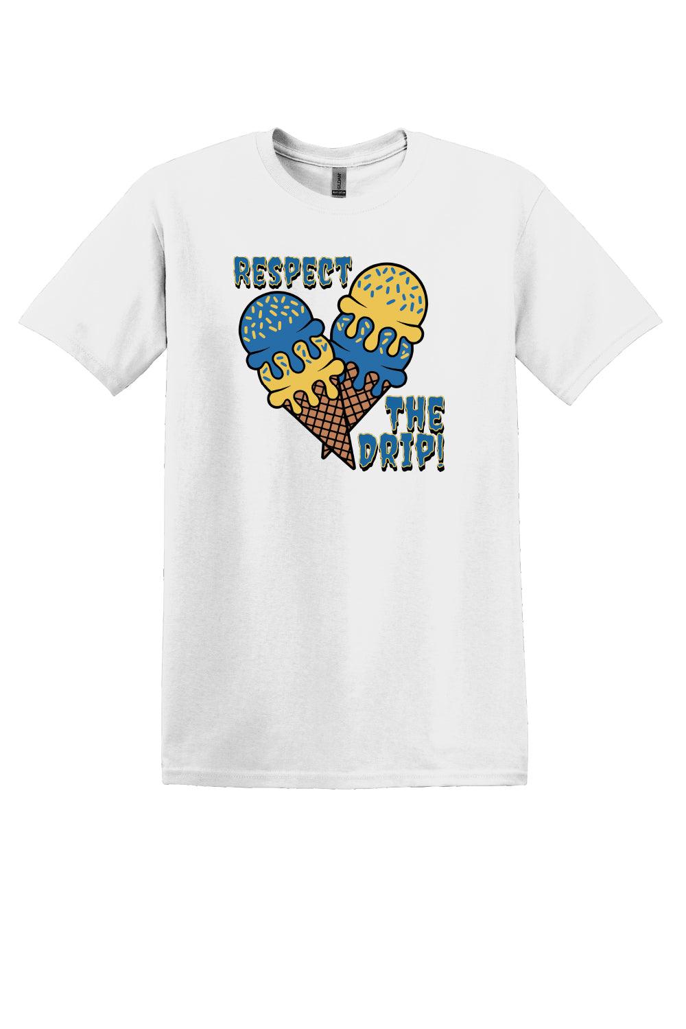 Respect The Drip Tee – Royal Blue & Gold (Adult Sizes)