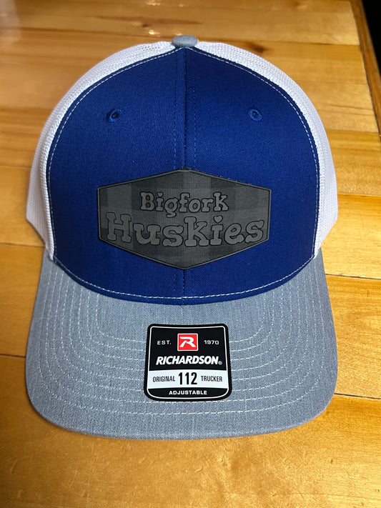 Richardson 112 Trucker Hat – Royal Blue/White/Charcoal Gray – Bigfork Huskies Patch