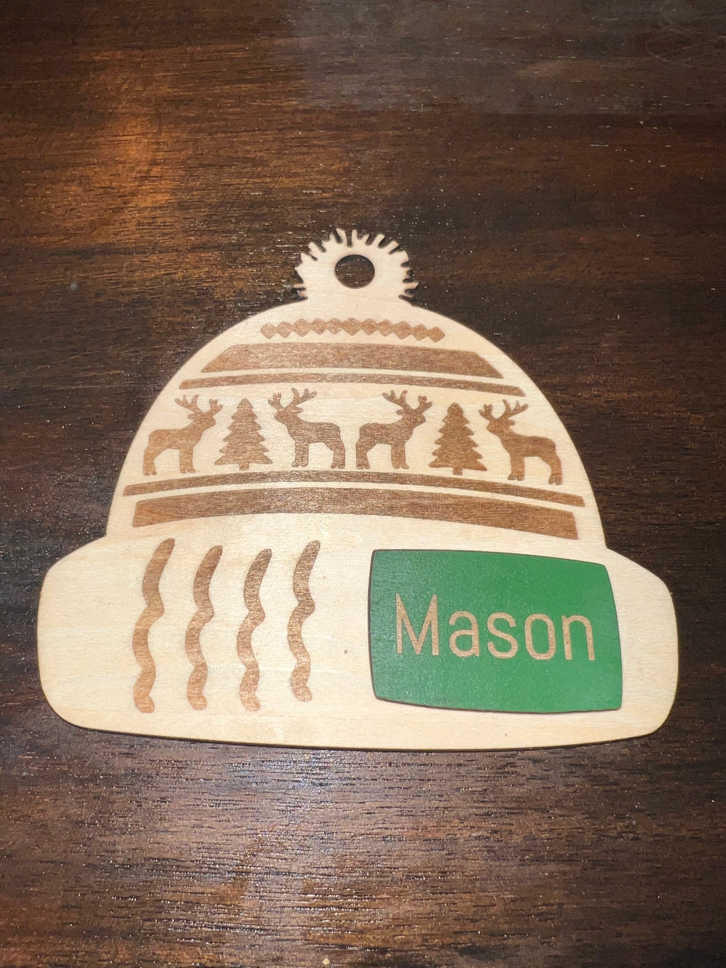 🎄 Handmade Wooden Christmas Ornament – Engraved Holiday Pattern (Option 1)