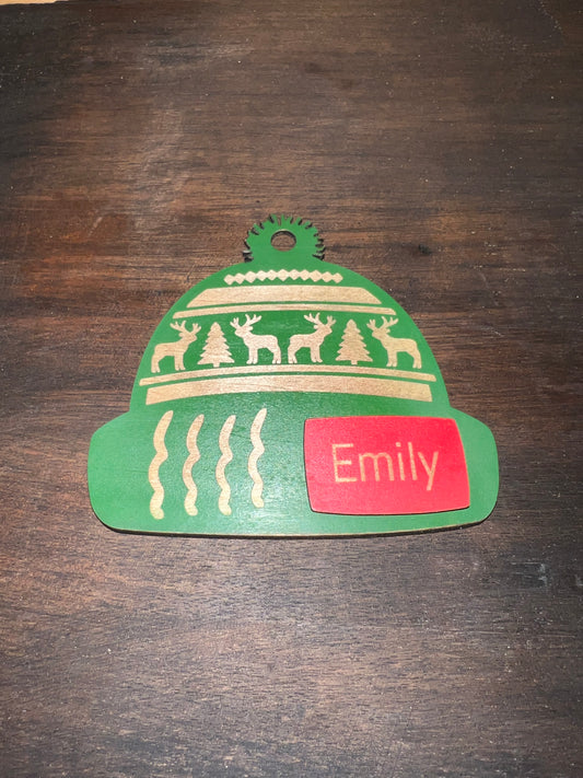 🎄 Handmade Wooden Christmas Ornament – Engraved Holiday Pattern (Option 1)