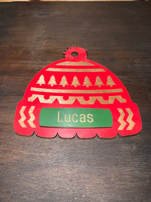 🎄 Handmade Wooden Christmas Ornament – Engraved Holiday Pattern (Option 2)