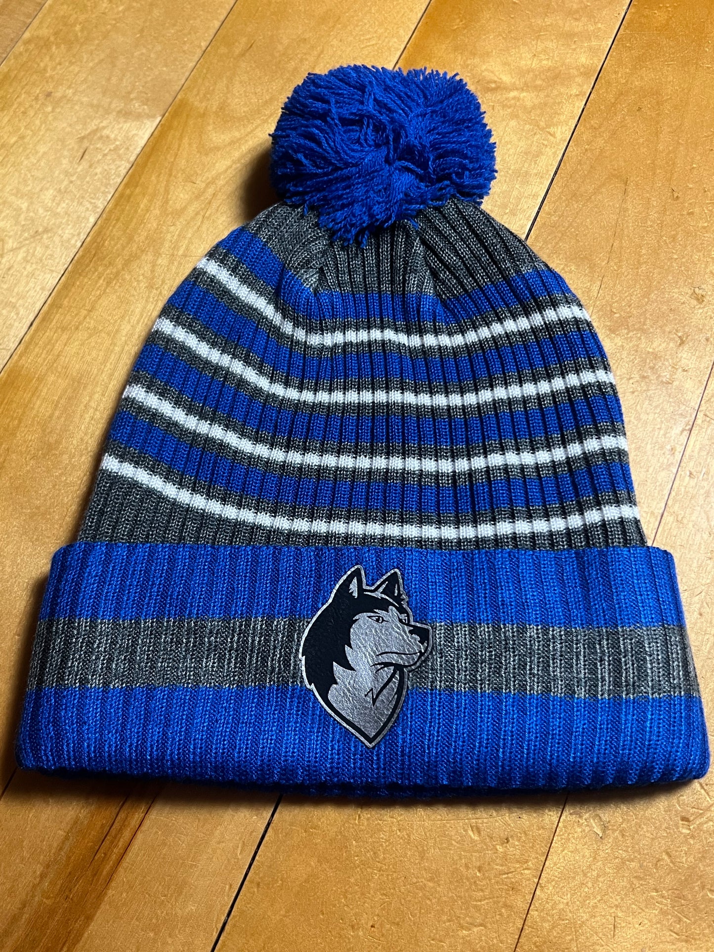 Holloway 8 ½" Spirit Pom Beanie – Royal/Heather Gray/White – NEW