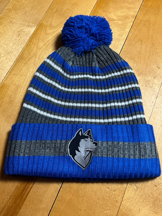Holloway 8 ½" Spirit Pom Beanie – Royal/Heather Gray/White – NEW