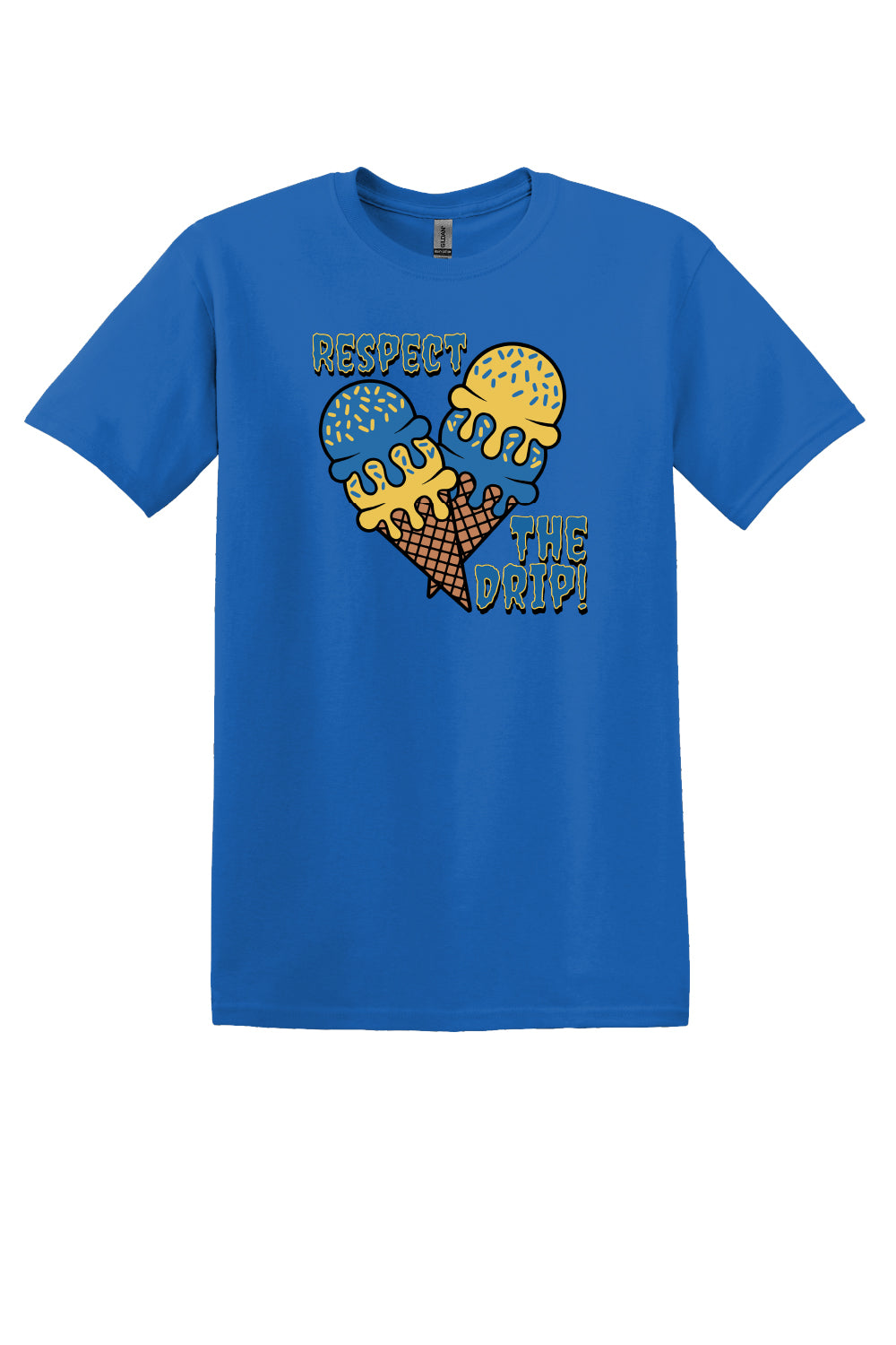 Respect The Drip Tee – Royal Blue & Gold (Adult Sizes)