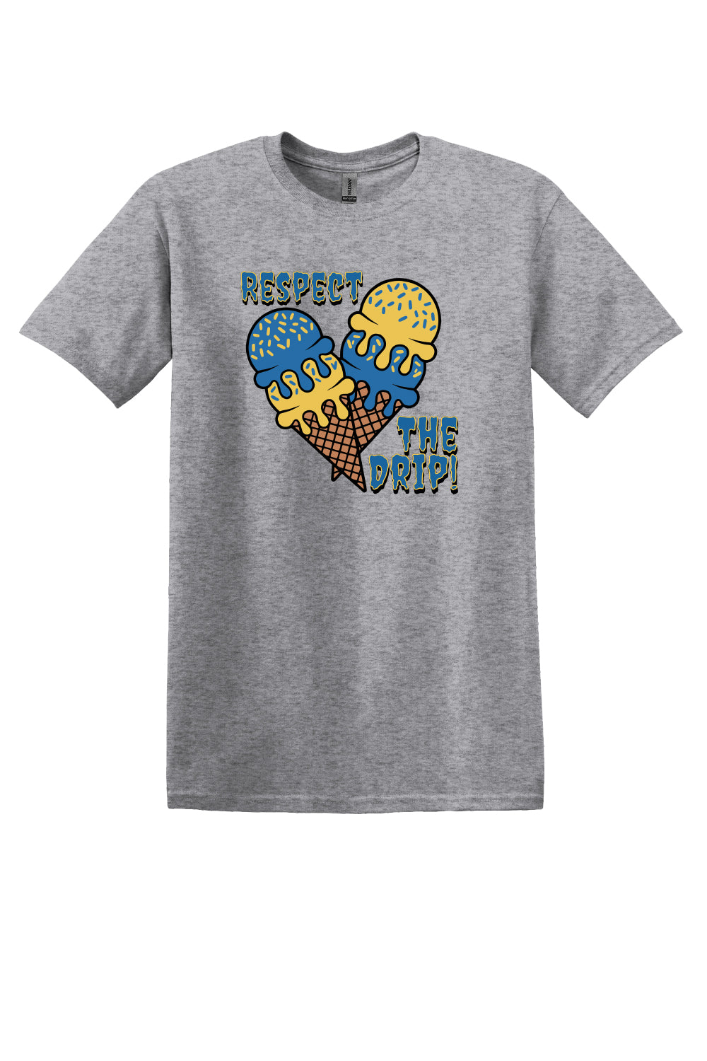 Respect The Drip Tee – Royal Blue & Gold (Adult Sizes)