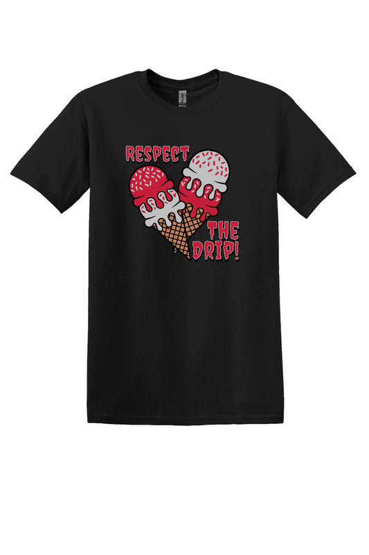 Respect The Drip Tee – Cardinal Red & Silver (Adult Sizes)