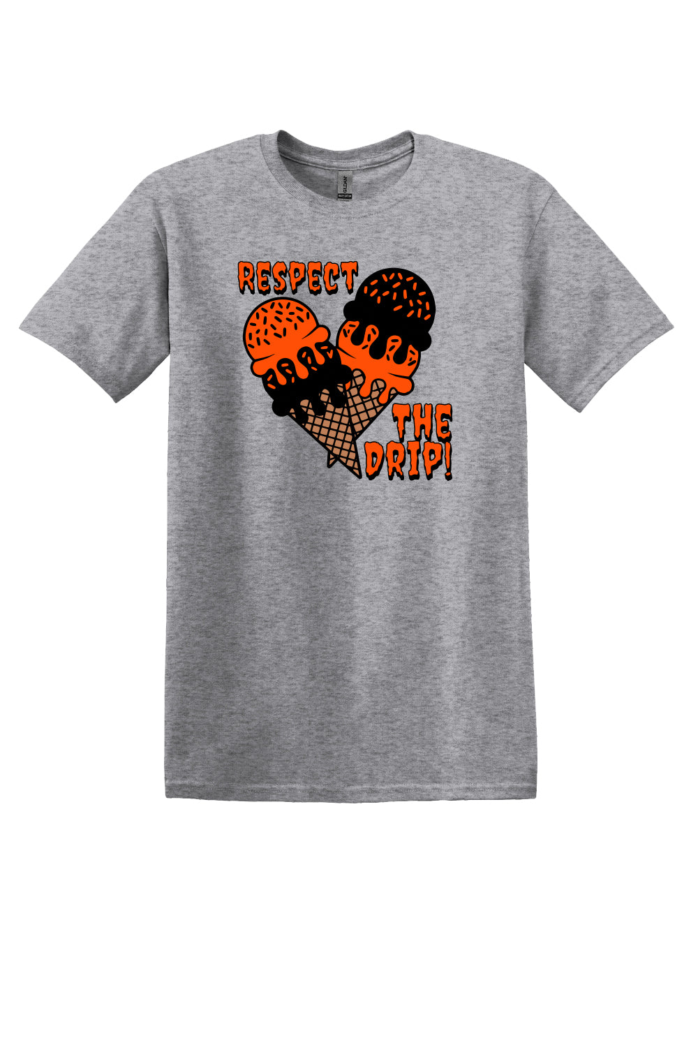 Respect The Drip Tee – Orange & Black (Adult Sizes)