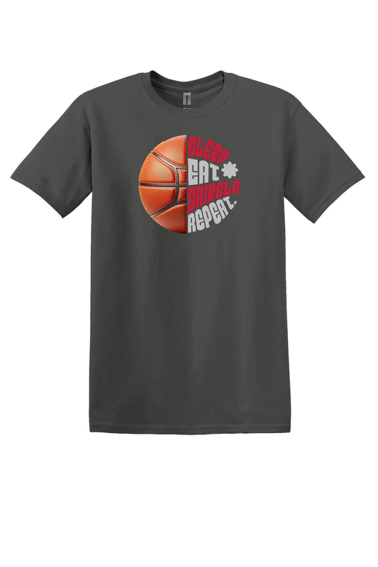 Sleep Eat Dribble Repeat – Cardinal Red & Silver (Youth Sizes)